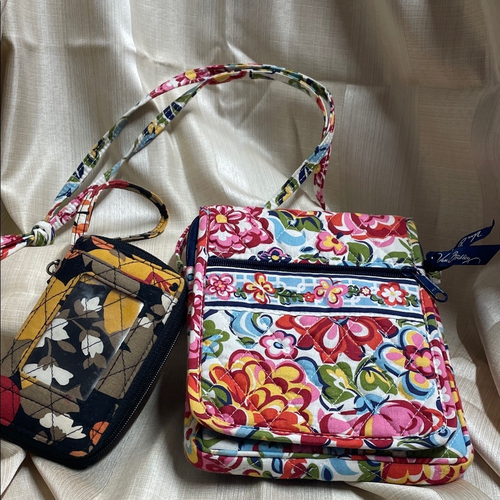 Vera Bradley Colorful Floral Crossbody Bag and Wristlet